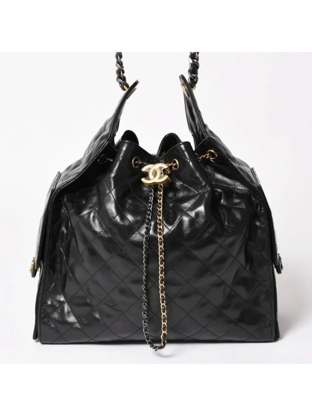 Chanel 25 Large Handbag Base Grained Calfskin CC Logo Black
